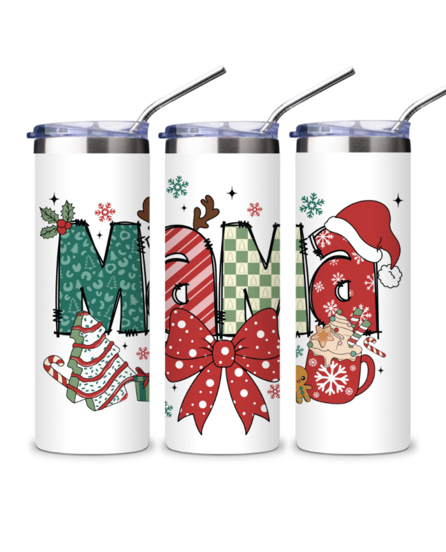 Christmas Thermal Drinking Bottle with Straw for Mum