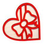 Medinė Dėžutė Vokelis Pinigams Dovanų kortelei Širdelė