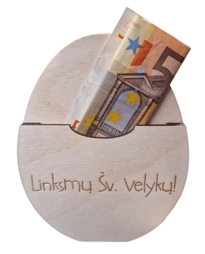 Medinė Pinigų Dėžutė Vokelis Linksmų Velykų