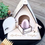 Medinė Velykinė spalvinama dekoracija su pieštukais