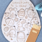 Medinė Velykinė spalvinimo dėlionė vaikams