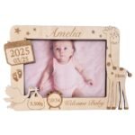 Nuotraukų rėmelis su kūdikio vardu ir gimimo metrikais