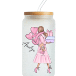 Personalizuota Stiklinė gertuvė su vardu Mergina su balionais