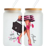 Personalizuota stiklinė gertuvė su vardais Renkuosi būti laiminga