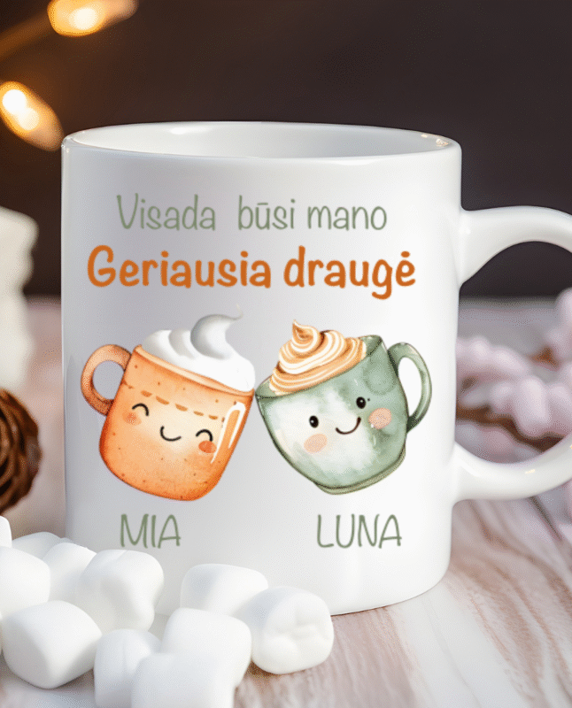 Pradinis puslapis Personalizuotas Puodelis Su Užrašu Geriausia Draugė