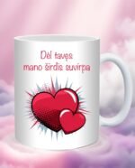 Puodelis Valentino dienai Širdis suvirpa