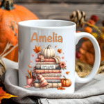 Puodelis su asmeniniu vardu Knygos ir Rudens Magija