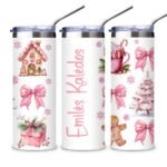 Termo gertuvė su šiaudeliu Rožinės Kalėdos