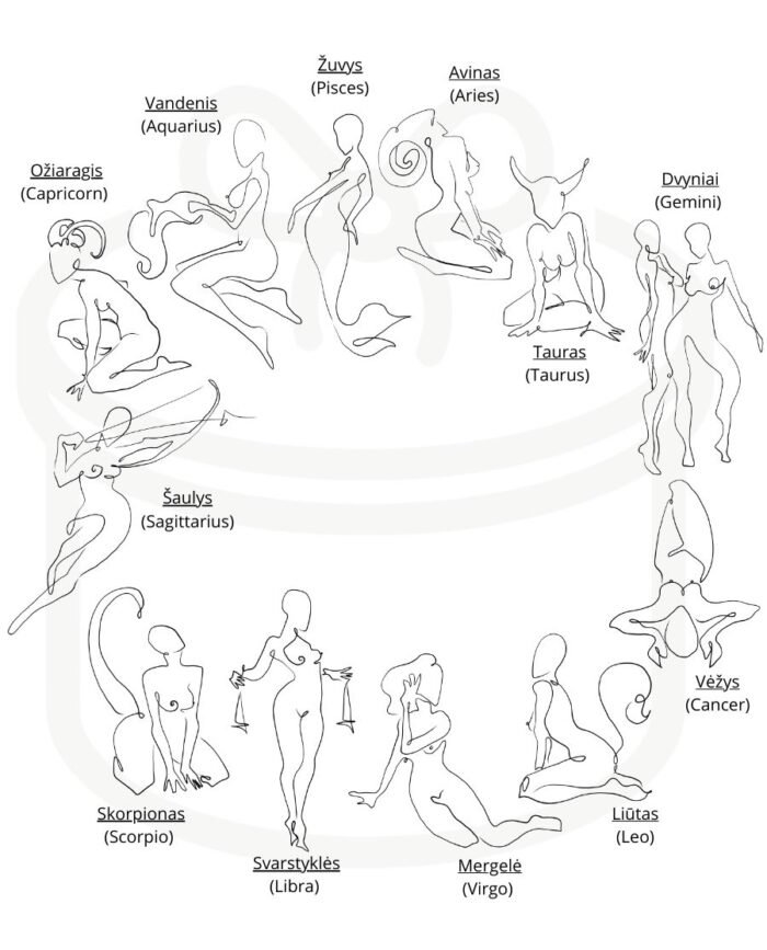 Stiklinė su šiaudeliu ir dangteliu Zodiako ženklai