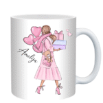 Personalizuotas puodelis su vardu Mergina su balionais