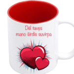 Puodelis Valentino dienai Širdis suvirpa