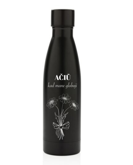 Graviruota termo gertuvė su vardu Gėlės, 500ml