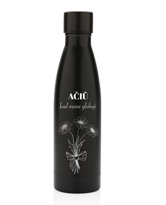 Graviruota termo gertuvė su vardu Gėlės, 500ml