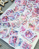 Lipdukai vaikams Rožinės Kalėdos 20 vnt.