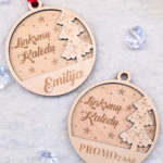 Kalėdiniai eglutės žaisliukai "Linksmų Kalėdų" su vardu