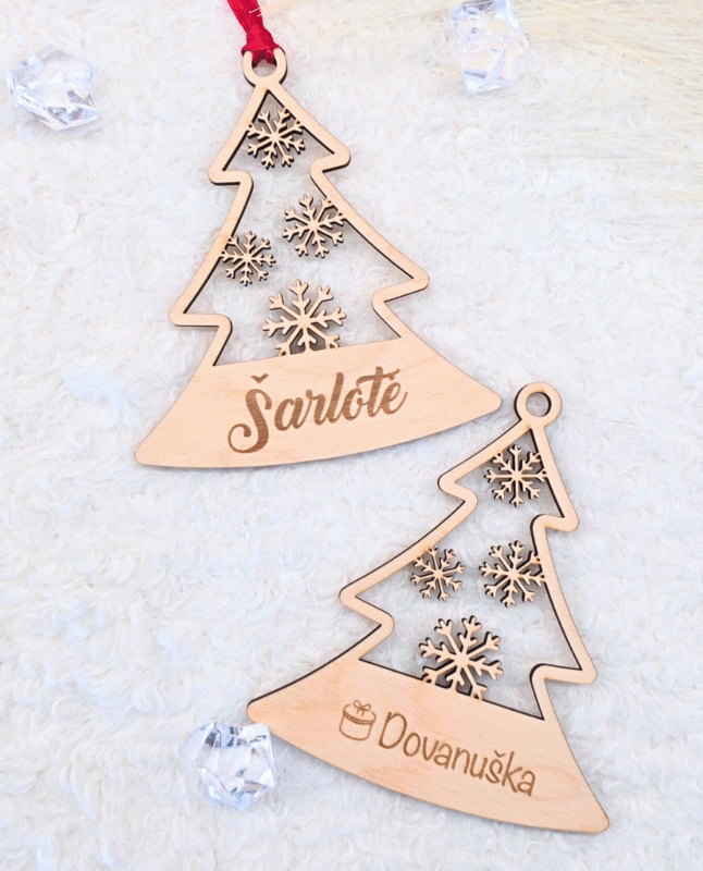 Kalėdiniai eglutės žaisliukai su logotipu ar vardu