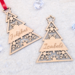 Kalėdiniai mediniai eglutės žaisliukai su vardu