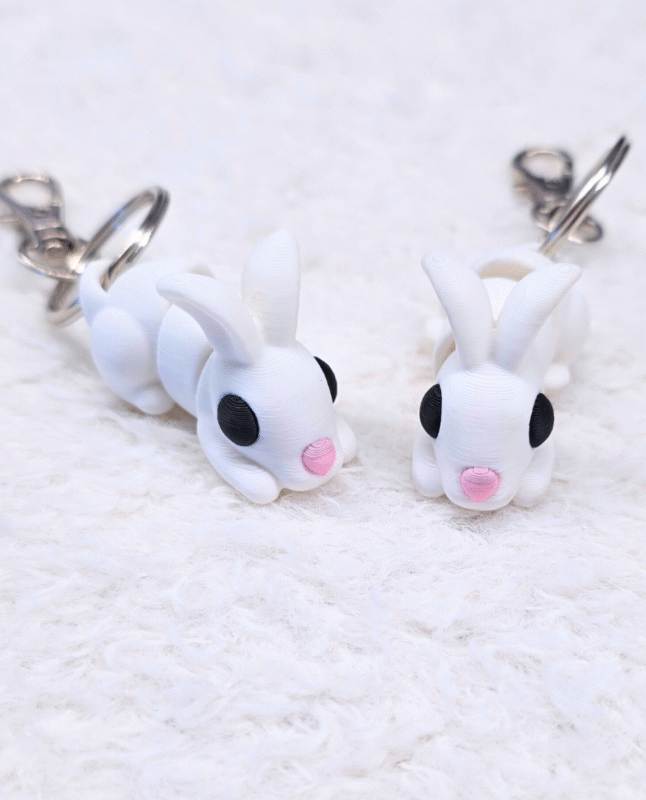 3D Raktų pakabukas „Baltas zuikis“