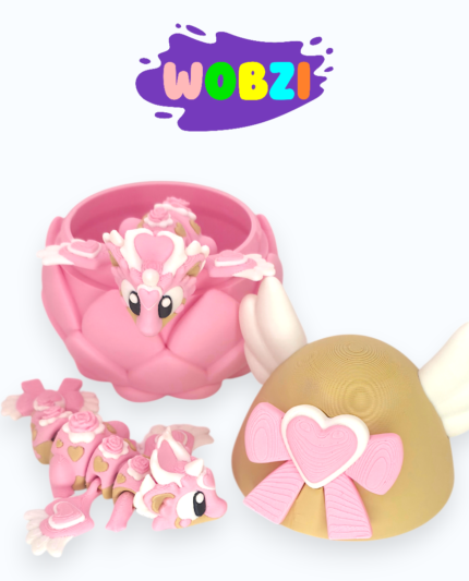 3D žaisliukas Drakoniukas su kiaušiniu "Širdelė"